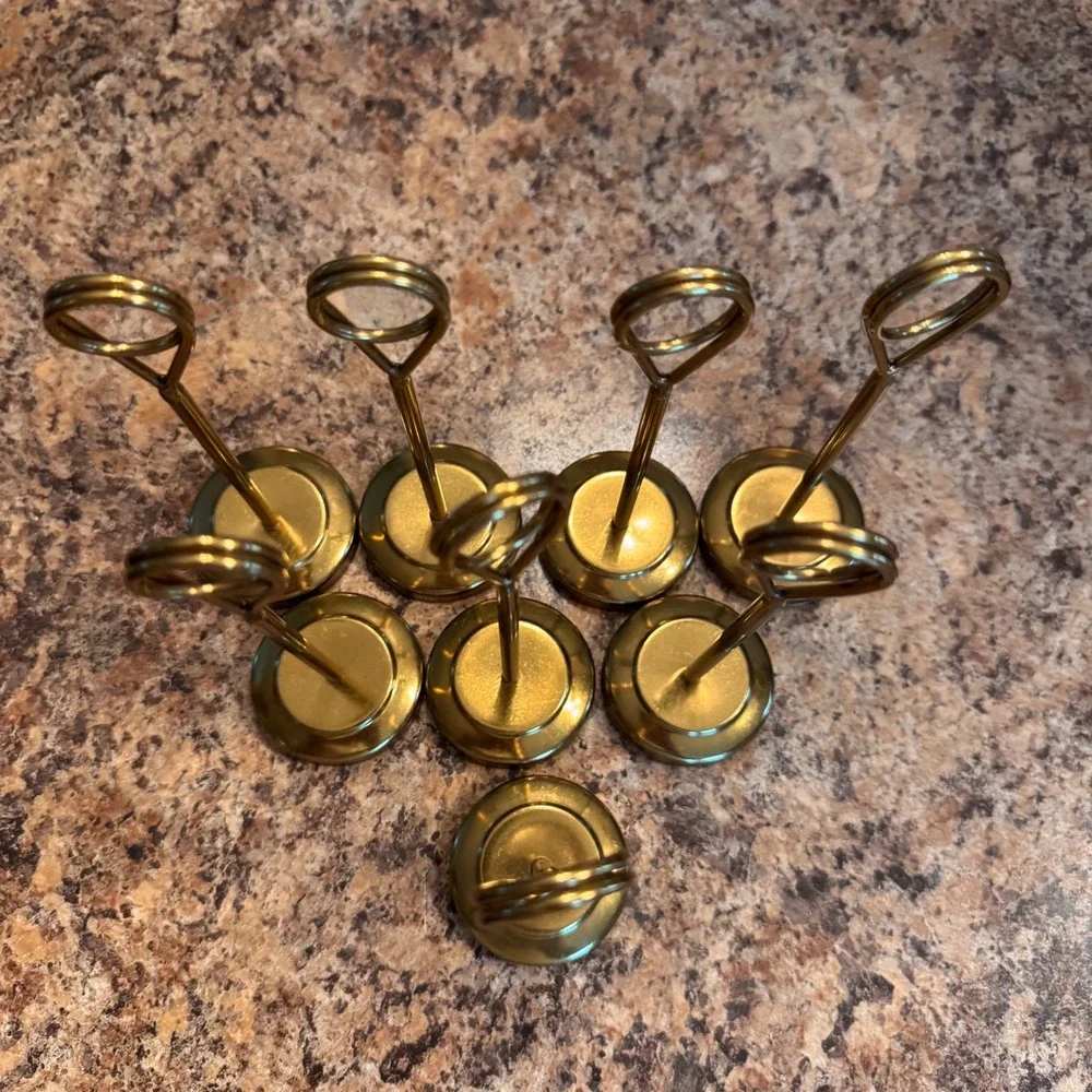 Gold Metal Table Number Holders (Set of 8) Place Card Photo Stands Wedding Decor